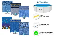 Smartline 24' x 48" Round Above Ground UniBead Swimming Pool Liner - 25 Gauge