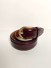 Salvatore Ferragamo Leather Burgundy Red Belt Gold Buckle