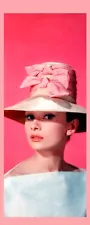 Audrey Hepburn - Hat with Pink Bow - Laminated Photo Bookmark - 2.5 x 6 in