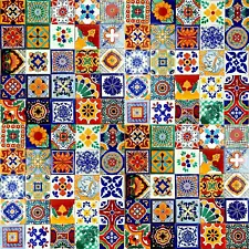 100 4x4 MEXICAN TILES CERAMIC HANDMADE TALAVERA TILES WALL FLOOR DECORATIVE #004