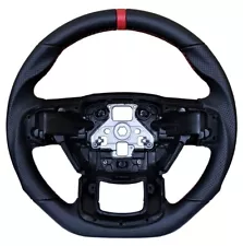 REVESOL Black Sports Flat Steering Wheel Red Strip for 2015-2020 Ford F150