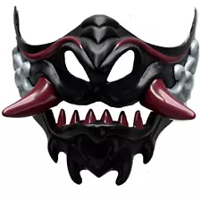 Japanese Samurai Oni Mask Devil Warrior Ghost Mask Cosplay Masquerade Mask Jaw T