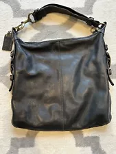 COACH Bleecker Felicia Burnished Leather XL Slim Duffle Hobo Bag Purse 11424