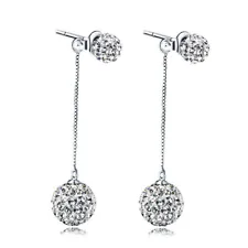 1 pair of silver fashion lady elegant pearl pendant Rhinestone Earrings Jewelry
