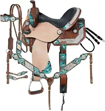 Western Leather Barrel Horse Saddle Tack Set 10" to 18" Free Shipping For Horse