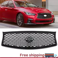 For Infiniti Q50 2014-2017 Front Bumper Upper Grille Gloss black Grill JDM