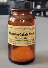 Vtg 1930's Merck Pharmaceutical Apothecary Bottle Magnesium Sulfate