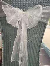 154 x off white/cream/ivory wedding chair cover sash - organza - for sale