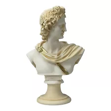 Apollo Greek Roman God Bust Head Statue Cast Marble Sculpture Patina Color 9 in