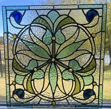 Handmade Flower Stained Glass Window Panel Window Hanging Transom