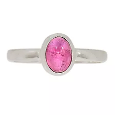 Natural Pink Tourmaline 925 Sterling Silver Ring Jewelry s.8 ALLR-26446