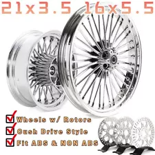 21X3.5 16X5.5 Fat Spoke Wheels w/Rotors for Harley Road Street Glide 09-23 FLHX (For: 2021 Street Glide)