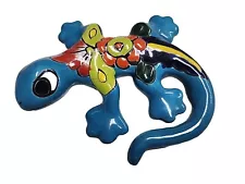 Talavera Gecko Climbing Mexican Pottery Folk Art For Plant Pot Or Wall 6" EUC