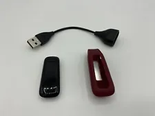 Fitbit One Tracker with Charger Burgundy Authentic Tested and Working