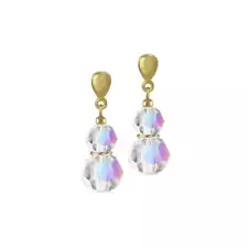 Echo Aurora Borealis Austrian Crystal Gold Tone Drop Pierced Earrings