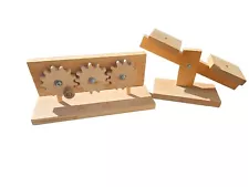 Handmade wooden toy gears and scale for elementary school/ centers/ demo.