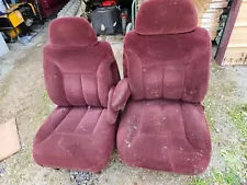 1996 CHEVROLET SILVERADO SUBURBAN TAHOE GMC BUCKET FRONT SEAT SET RED BURGUNDY