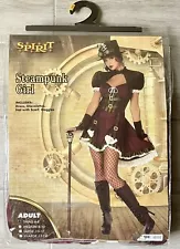 Steampunk Girl Halloween Spirit Costume Sz 6-8 Dress Gauntlets Hat wScarf Goggle