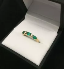 14K GOLD .68 CTW LAB GROWN EMERALD AND DIAMOND STACK BAND