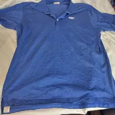 Peter Millar Golf Polo Shirt Men XX Large XXL 2XL Striped Sea Grass Fescue LOGO