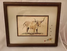 William T. ZIVIC Vintage Western Art Longhorn Pride Watercolor Signed 1992