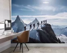 3D Climber Snow Mountain Blue Sky Self-adhesive Removeable Wallpaper Wall Mural