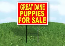 Great Dane PUPPIES FOR SALE YELLOW RED Yard Sign Road with Stand LAWN SIGN