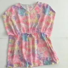 The Children’s Place Girls Swim Cover-Up Tie Dye Pastel Multicolor Size L 10/12