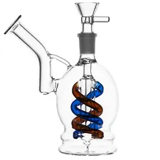 RORA Glass Bong Smoking Hookah Percolator Water Pipe Recycler With 14mm Bowl