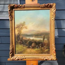 Magnificent Hudson River School Landscape Oil Painting