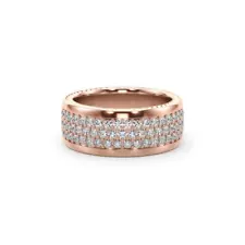 14k Solid Gold & White Diamond 3 Rowed Pave Twist Ring