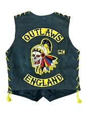 Vintage Outlaws Cotswolds England Leather Biker Club Member Vest - Size XL