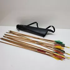 Archery Practice Arrows Metal Tips Plastic Feathers with Quiver Case