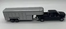 Ertl 1/64 Black Dodge RAM 2500 with Silver Gooseneck Horse Trailer