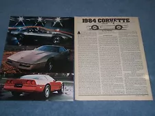 1984 Corvette Vintage New Car Info Article ---From 1983---