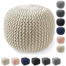 Cotton Pouf Ottomans, Knit Foot Stool Pouffes for Living Room