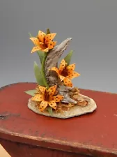 OOAK Delicate Paper Tiger Lilies Flowers Artisan Dollhouse Miniature 1:12