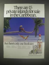 1990 Beefeater Gin Ad - There are 15 private islands for sale in the Caribbean.