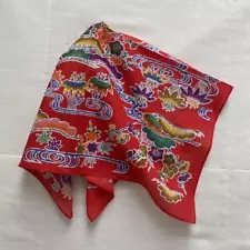 Red Japanese Landscape Printed Bandana