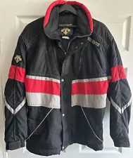 Men’s Descente Ski Jacket~Black-Red-Gray Coat~Heavy-Vented~D9-8362