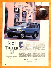 1992 ISUZU TROOPER LS—ORIGINAL 3 PAGE ROAD TEST & TECHNICAL DATA ARTICLE