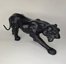 New ListingVintage MCM Leather Wrapped Black Cat Black Panther Statue Figure 14.5"