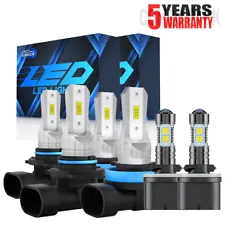 For GMC Yukon SLT 2000-2005 2006 8000K COB LED Headlight Hi/Lo+Fog Bulbs Kit C9L (For: 2006 Yukon Denali)