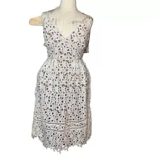 Poetry premium Crocheted Guipure lace Dress Tan lined Size 12 Bridal Hand Made