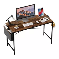 Bestier 47 Inch Modern Style Office Study Desk with Storage Bag, Brown (Used)