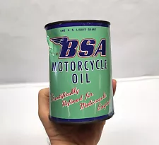 VINTAGE ORIGINAL BSA MOTORCYCLE OIL CAN 1qt FULL