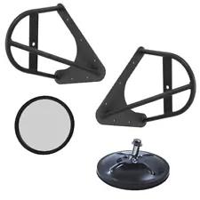 Vw Baja Bug Offroad Side View Mirror Mounts With 5" Black Flat Mirrors