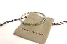 DAVID YURMAN 5mm Cable Classic Buckle Bracelet w/ 14k Gold Sterling Silver 8in