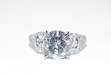 $32,000 3.92CT NATURAL LARGE ROUND CUT DIAMOND ENGAGEMENT RING IN PLATINUM