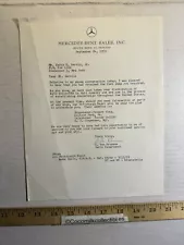 Vintage September 1959 Mercedes-Benz Sales INC South Bend Indiana Letter